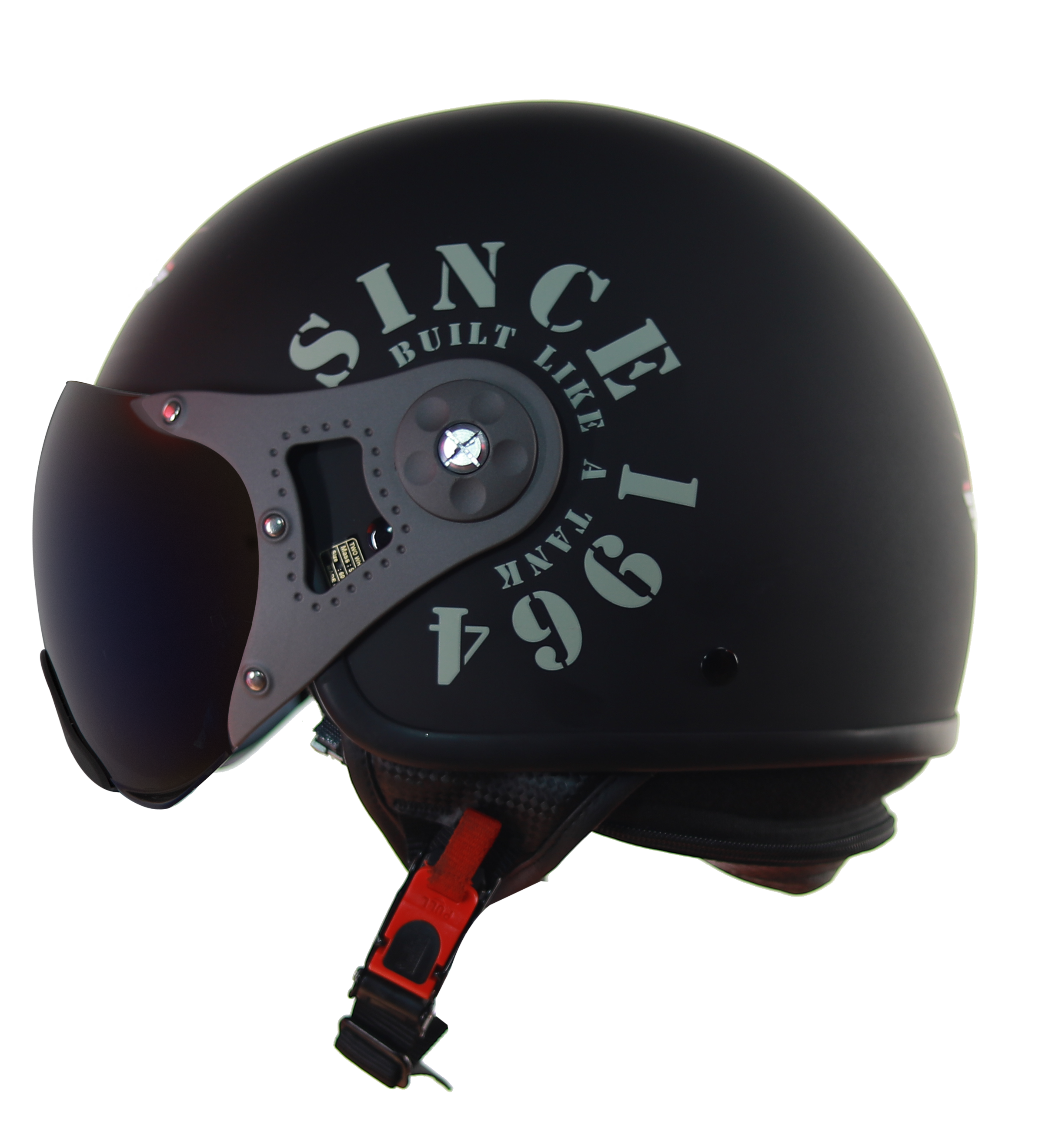 Steelbird SB-27 7Wings Tank Open Face Graphic Helmet (Matt Black Military Green With Chrome Blue Visor)